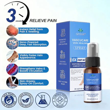🇺🇸🏆𝗚𝗙𝗢𝗨𝗞® VascuCare Vein Healing Spray(Designed for Varicose veins, Spider veins, Deep vein Thrombosis, Chronic venous insufficiency, Venous ulcers, Thrombophlebitis and other venous issues)