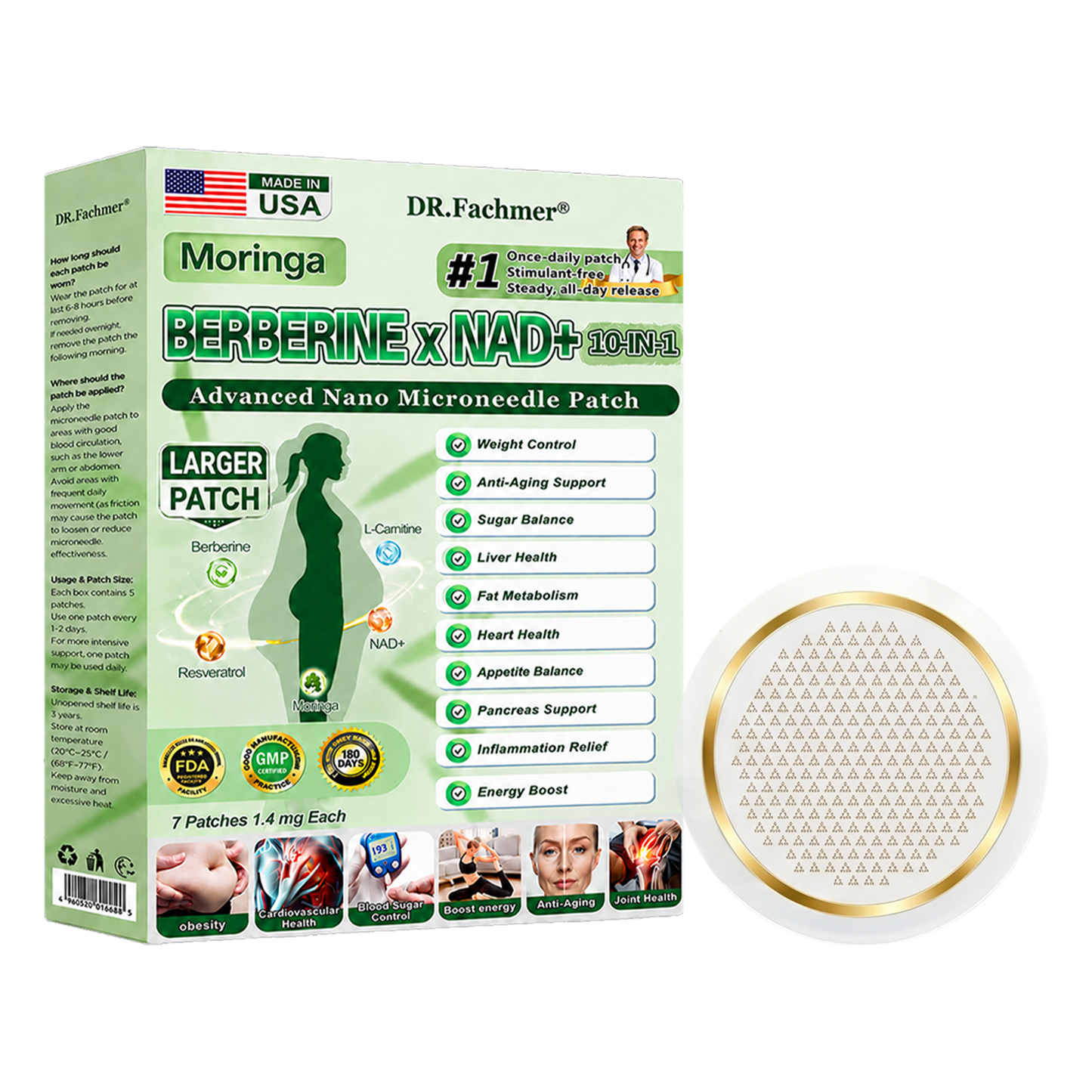 💚 New 2026 Upgrade: DR.Fachmer® Berberine 10-in-1 Nano Microneedle Patch with Science-Backed Formula