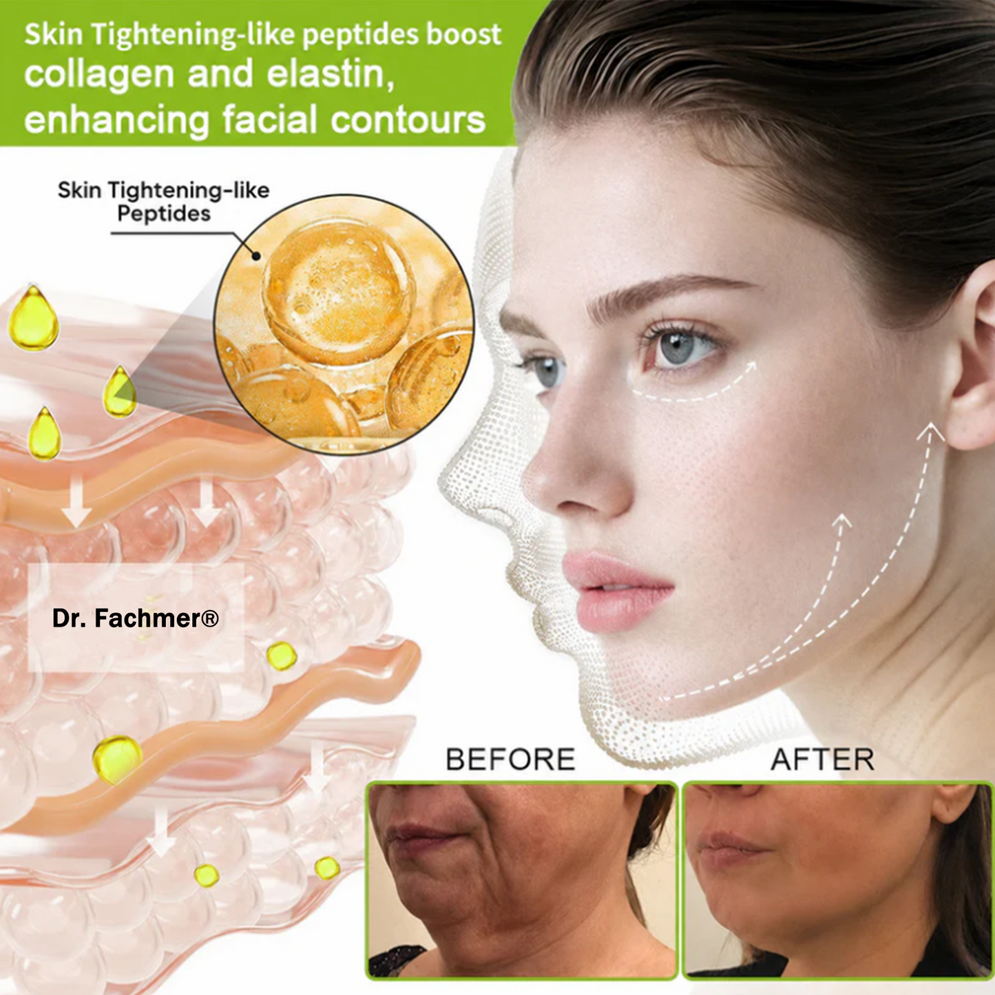 ✅Dr. Fachmer®👩‍⚕️ Peptide Collagen INSTANT TIGHTENING + PEPTIDE FIRMING CARE, Instantly smooths puffiness and lines while supporting firmer skin with continued use