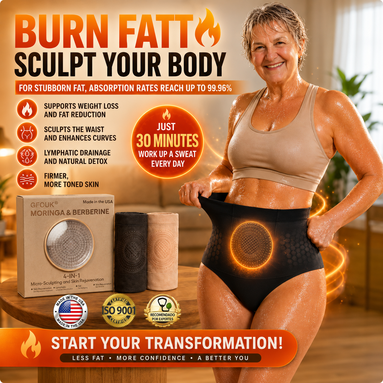 🇺🇲GFOUK® Moringa & Berberine 4-In-1 Micro-Particle Sculpting & Fat-Burn Shorts🍹