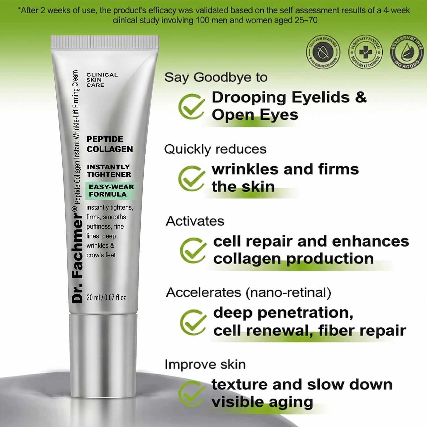 ✅Dr. Fachmer®👩‍⚕️ Peptide Collagen INSTANT TIGHTENING + PEPTIDE FIRMING CARE, Instantly smooths puffiness and lines while supporting firmer skin with continued use