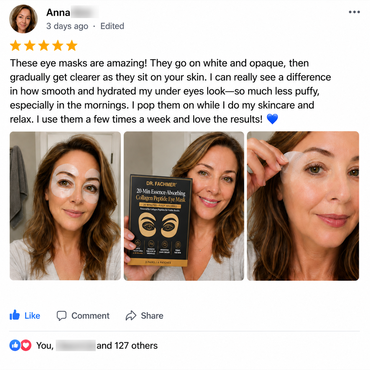 🖤💛 DR. FACHMER® 20-Min Essence-Absorbing Collagen Peptide Eye Mask