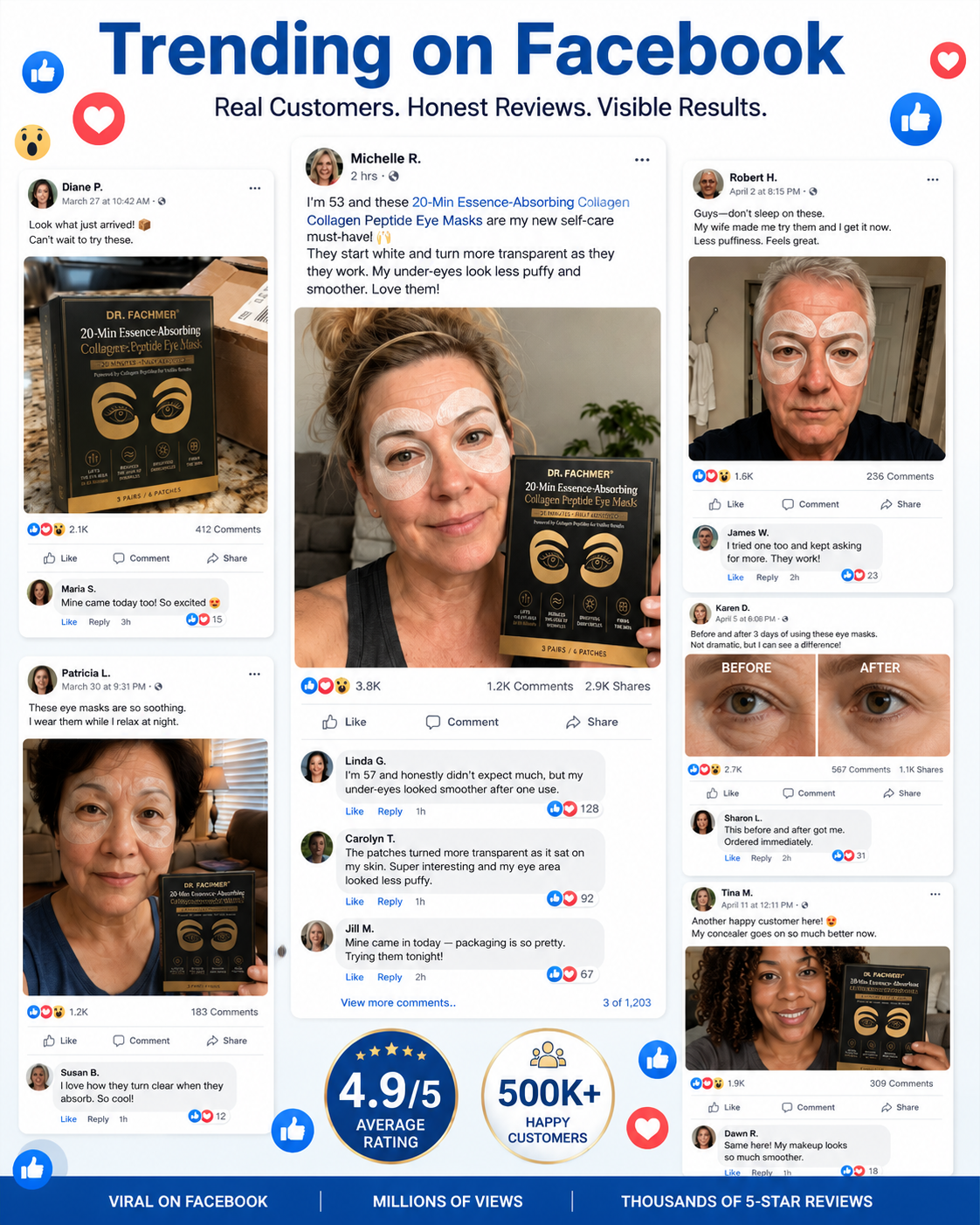 🖤💛 DR. FACHMER® 20-Min Essence-Absorbing Collagen Peptide Eye Mask