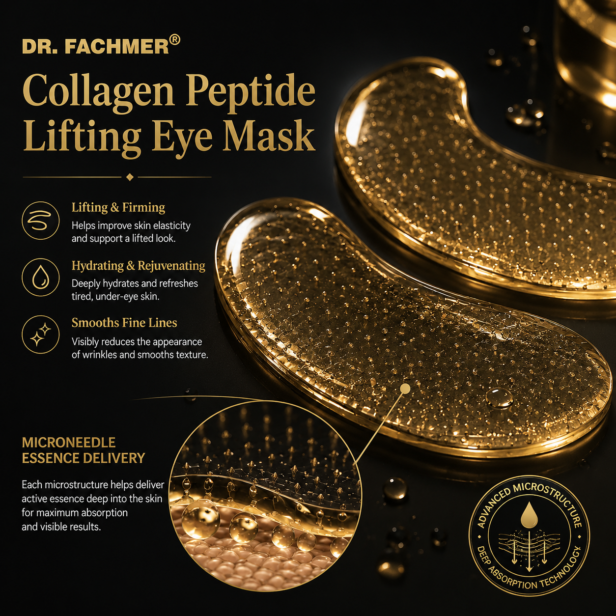 🖤💛 DR. FACHMER® 20-Min Essence-Absorbing Collagen Peptide Eye Mask